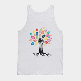 Community Strength Tree - Rainbow Leaves Tank Top